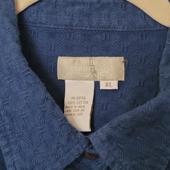 Navy Blue Woven Long Sleeve Shirt Territory Ahead Size XL - Picture 3 of 11